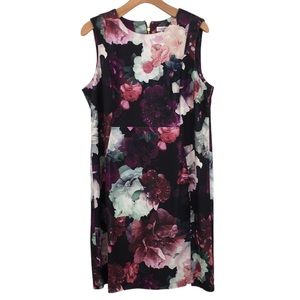 Calvin Klein Sheath Dress Womens 20W Pink Purple Starburst Floral Sleeveless
